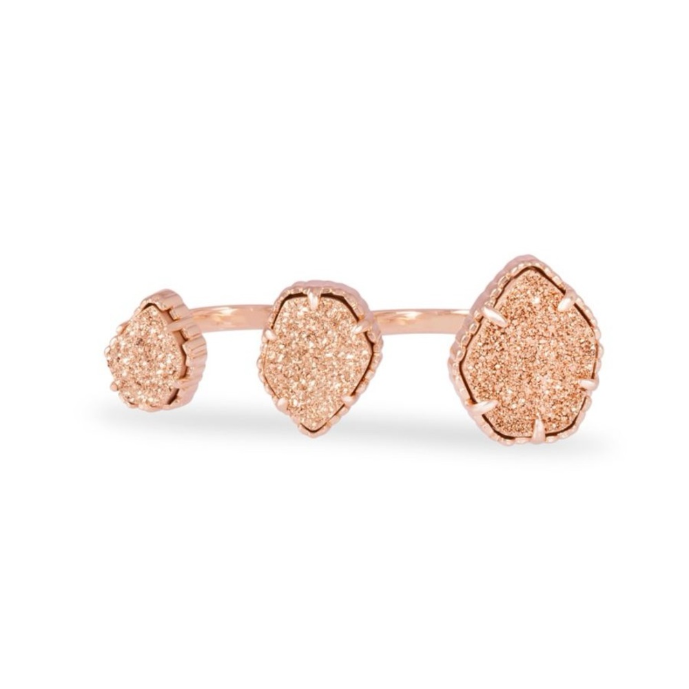 Kendra Scott Rose Gold Drusy Naomi Statement Double Ring